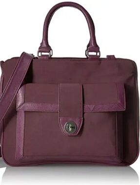 NEW Buxton Deep Plum Satchel with Front Turn-Lock Pocket